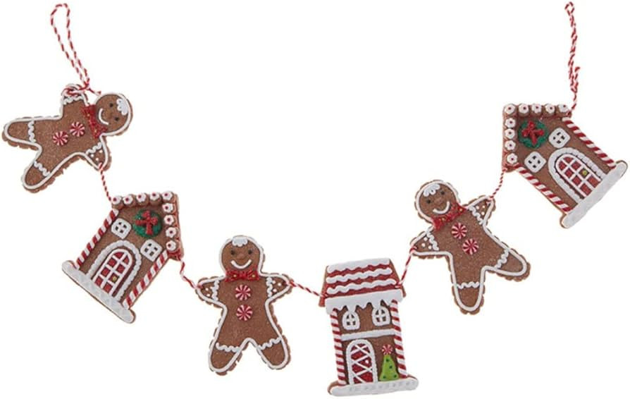 RAZ Imports Brown Gingerbread Man and House Claydough Christmas Garland 30 Inch | Amazon (US)