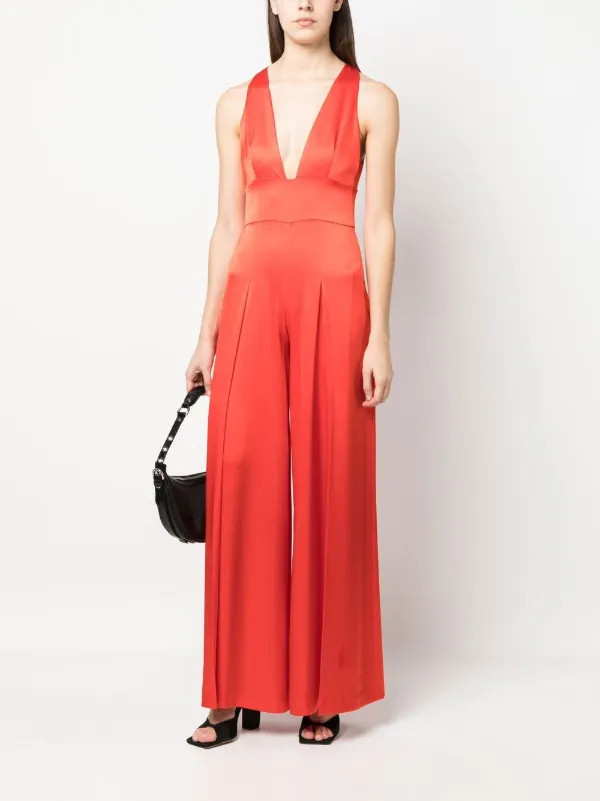 Alice + Olivia plunge-neck Jumpsuit | Red | FARFETCH | Farfetch Global