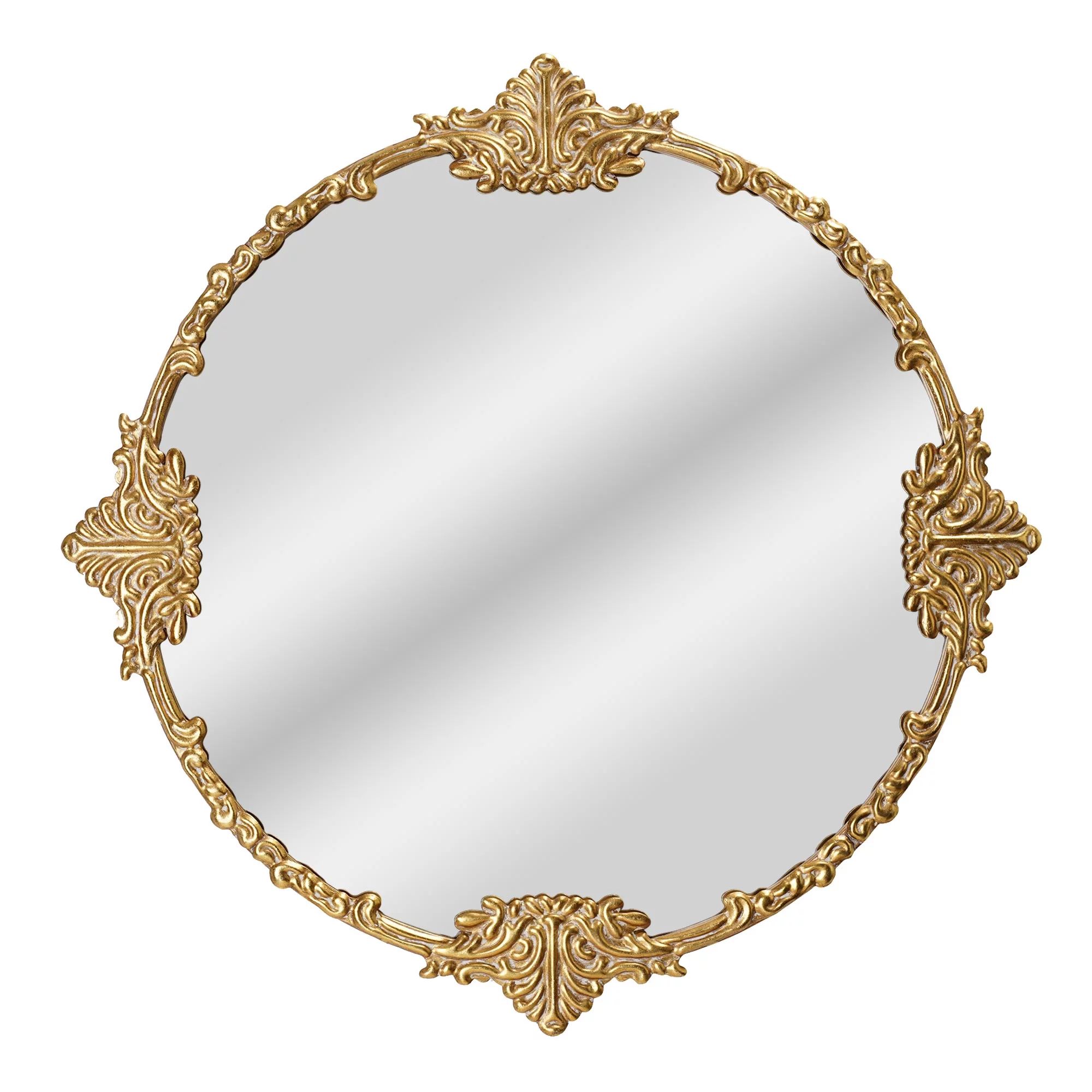 Beautiful Round Ornate Gold Frame Mirror 24" by Drew Barrymore - Walmart.com | Walmart (US)