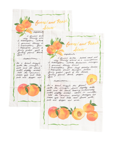 Set Of 2 Peach Fennel Slaw Kitchen Towels | TJ Maxx