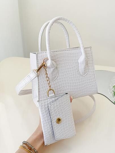 Mini Crocodile Embossed Square Bag With Coin Purse
   SKU: sg2204103868329223      
          (11... | SHEIN