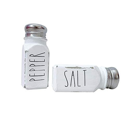 White, Hand Painted and Distressed, Salt and Pepper Shakers, Farmhouse Salt and Pepper Shaker Set... | Amazon (US)
