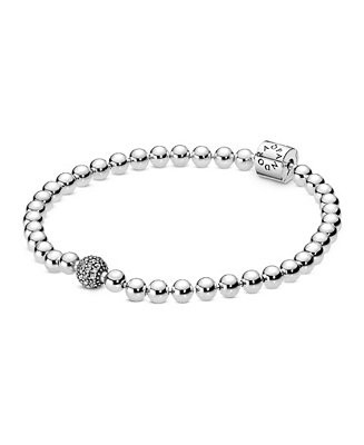 Pandora Sterling Silver Beads Pave Bracelet - Macy's | Macy's