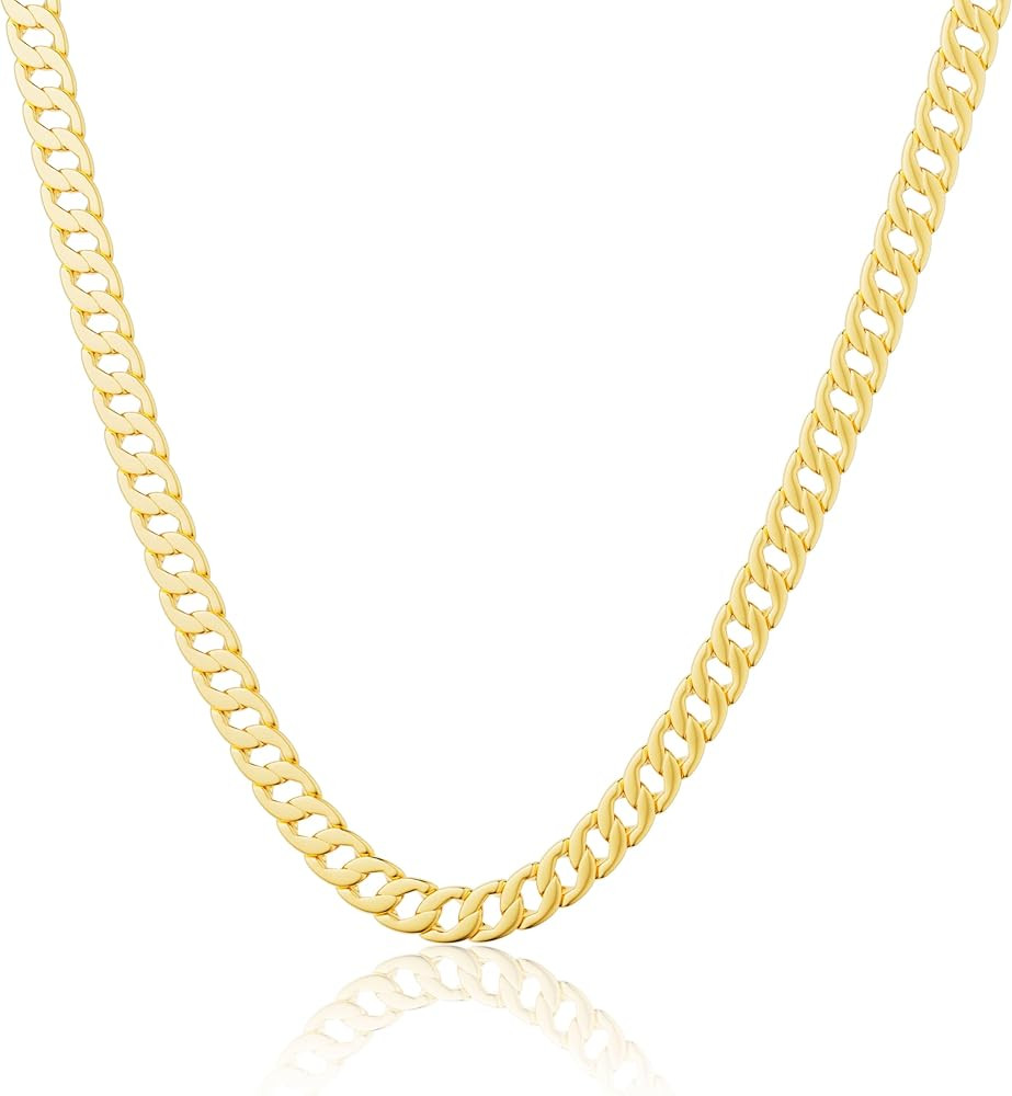 Moodear Gold Necklace for Women Dainty Chunky 14K Gold Plated/Sliver Plated Chain Necklace Cuban ... | Amazon (US)