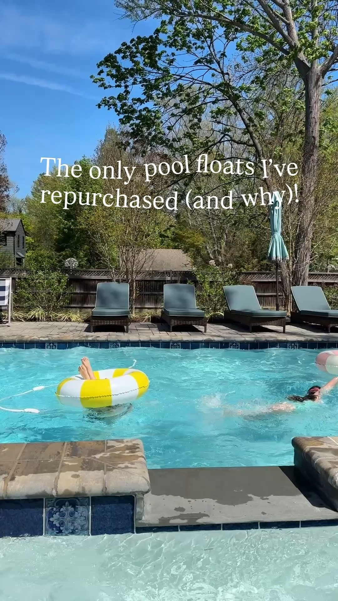 These are the only pool floats I’ve repurchased this year! I loved them so much last year because they brought a little color to the pool area (I went with a brighter palette this year!), I love the vintage stripes, there’s no handle on the sides so you can lounge comfortably on them, they work for kids & adults, & they lasted all summer (& would have lasted again this summer had we stored them properly 😬)! If you’re looking for pool tubes, these are really great! 🏊‍♀️☀️🕶️ 

#LTKHome #LTKmomlife #LTKdayinmylife