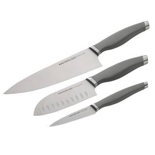 Cutlery Japanese Stainless Steel Chef Knife Set, Gray, 3-Piece | The Home Depot