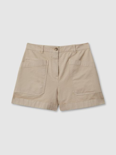 Nova
                Cotton Blend Shorts with Turned-Up Hems | Reiss UK