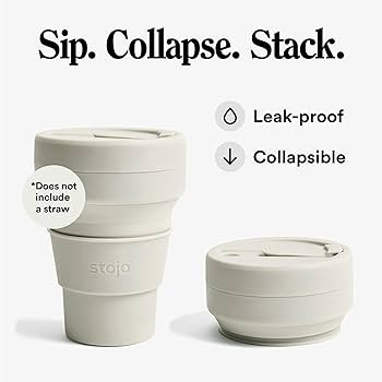 STOJO Collapsible Travel Cup - Oat, 12oz / 355ml - Reusable To-Go Pocket Size Silicone Cup for Ho... | Amazon (US)