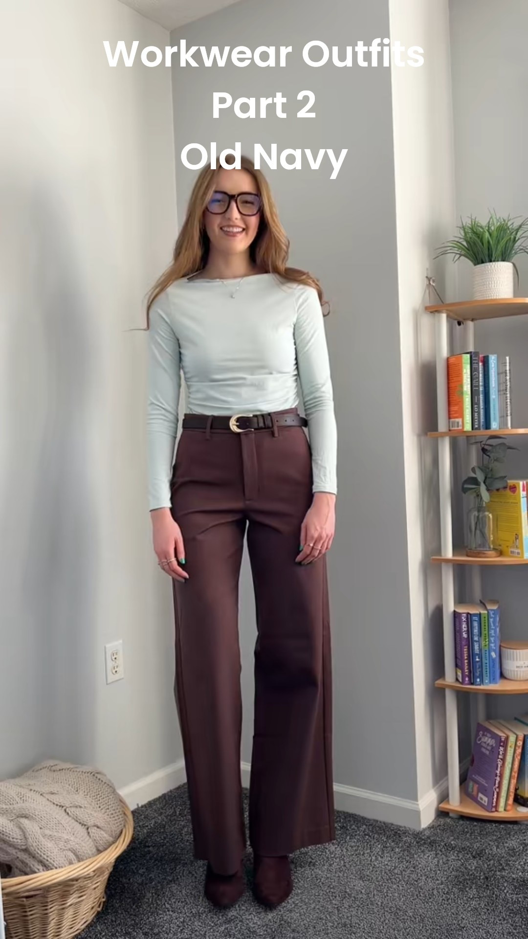 Old Navy workwear outfits, size small in long sleeves, size 6 tall in brown pants and 2 tall in gray (size down)

#LTKgrwm #LTKootd #LTKWorkwear
