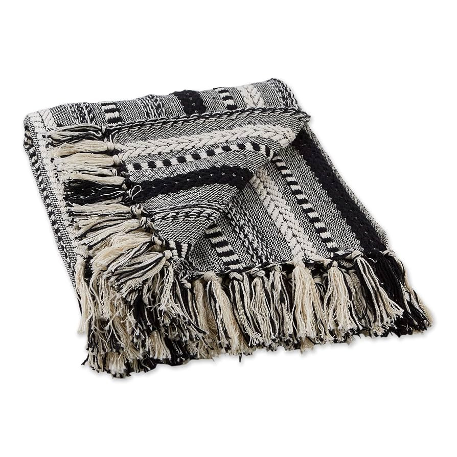 DII Braided Striped Decorative Throw Blanket, 50x60, Black | Amazon (US)
