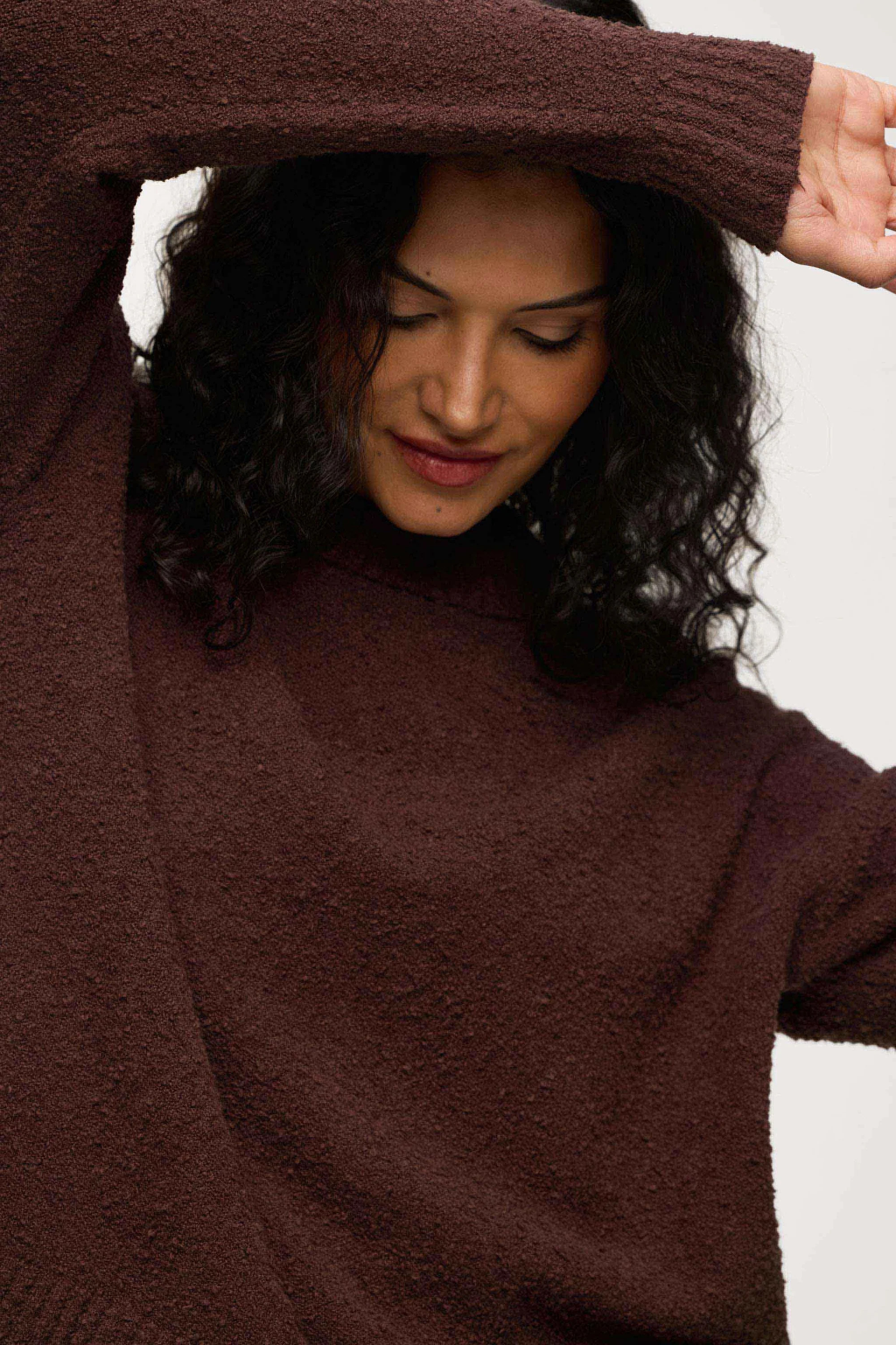 Boucle Crewneck Sweater | Black | Nuuds US