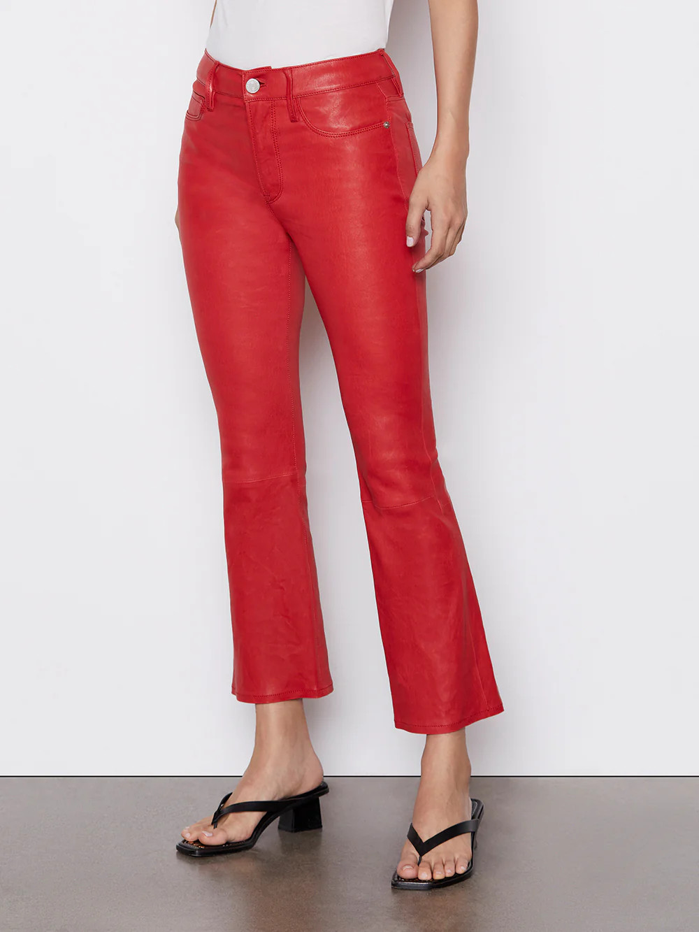 Le Crop Mini Boot Leather -- Garnet | Frame Denim