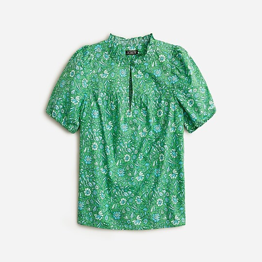Ruffle-trim short-sleeve top in Liberty® Thorpe Hill fabric | J. Crew US