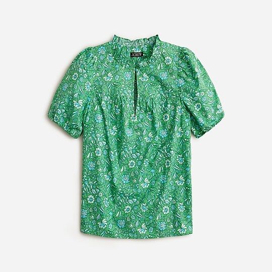 Ruffle-trim short-sleeve top in Liberty® Thorpe Hill fabric | J.Crew US