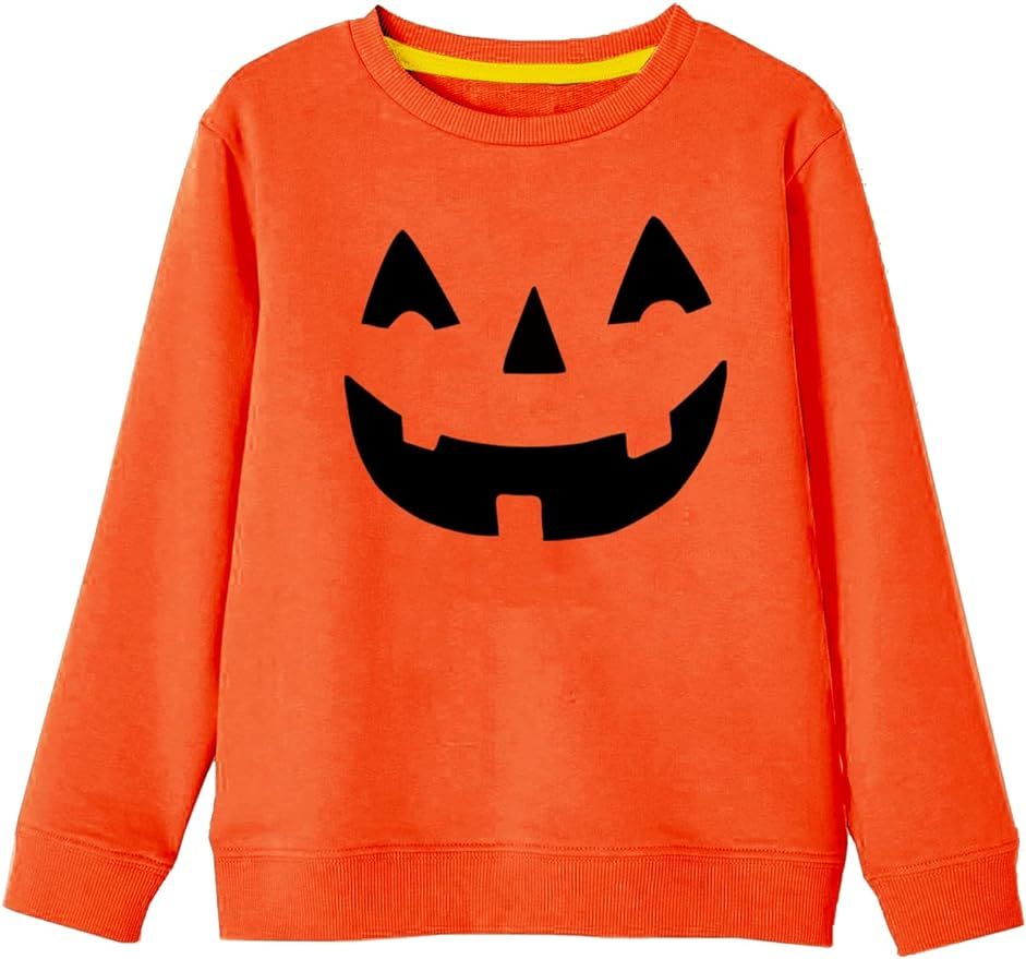 Remimi Unisex Kids Halloween Sweatshirt Pumpkin Long Sleeve Pullover Tops 3-14 Years | Amazon (US)