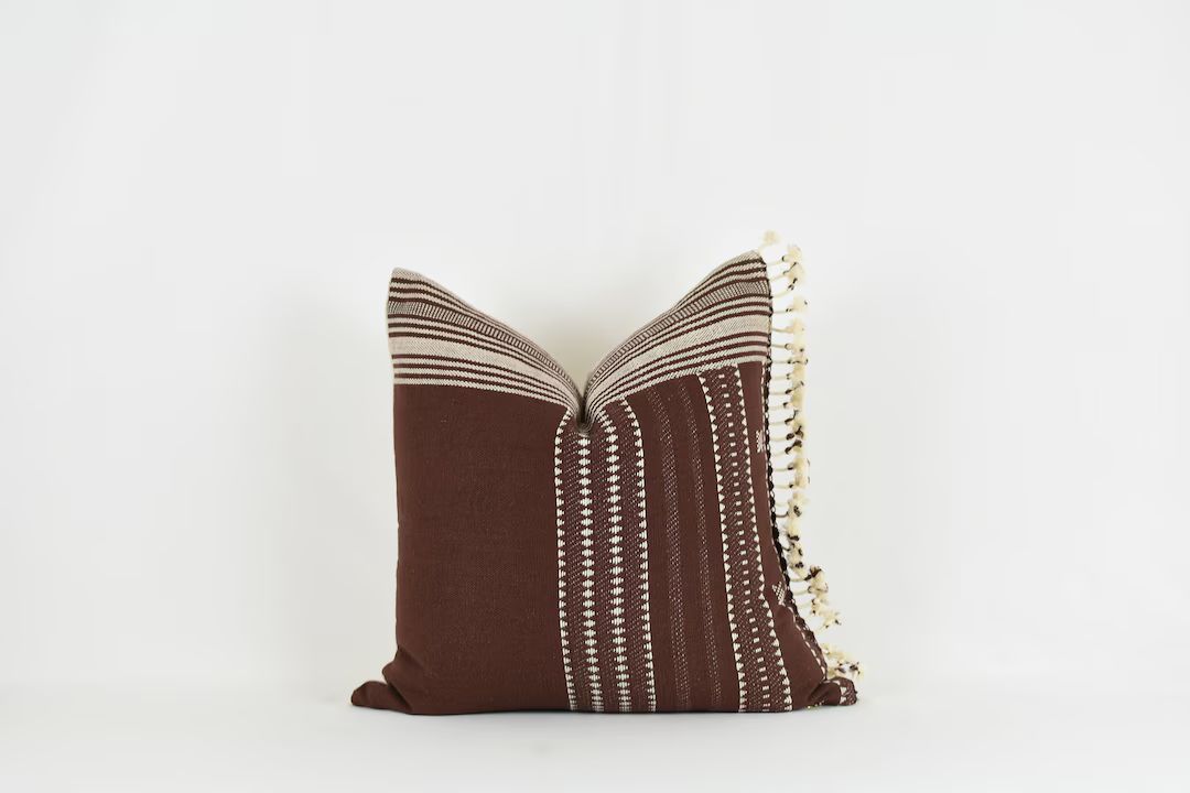 Fallon Brown, Burgundy Woven Cotton Pillow. Modern Farmhouse, California Cool, Earth Tone Pillow ... | Etsy (US)