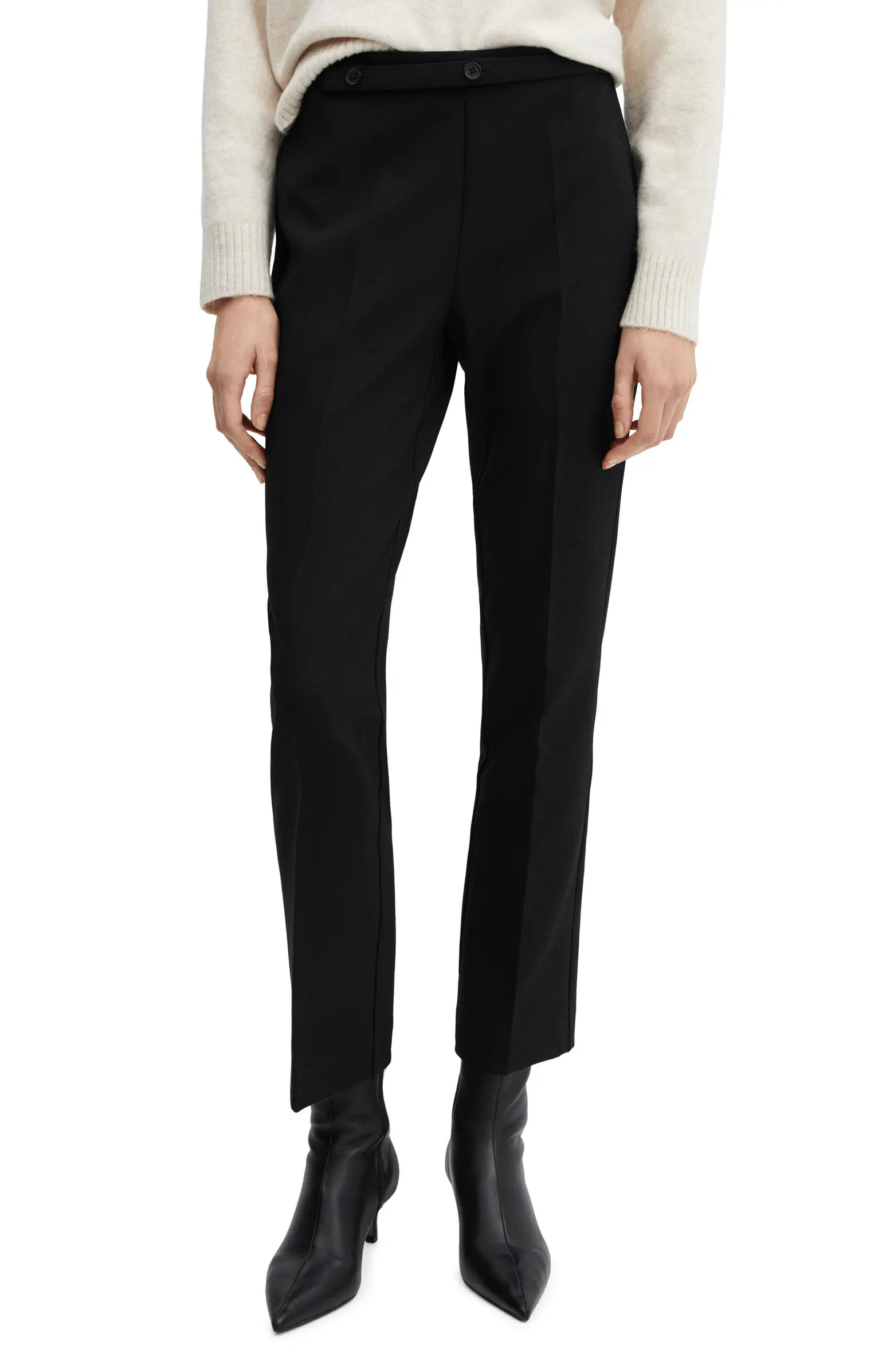 MANGO Belted Straight Leg Ankle Pants | Nordstrom | Nordstrom