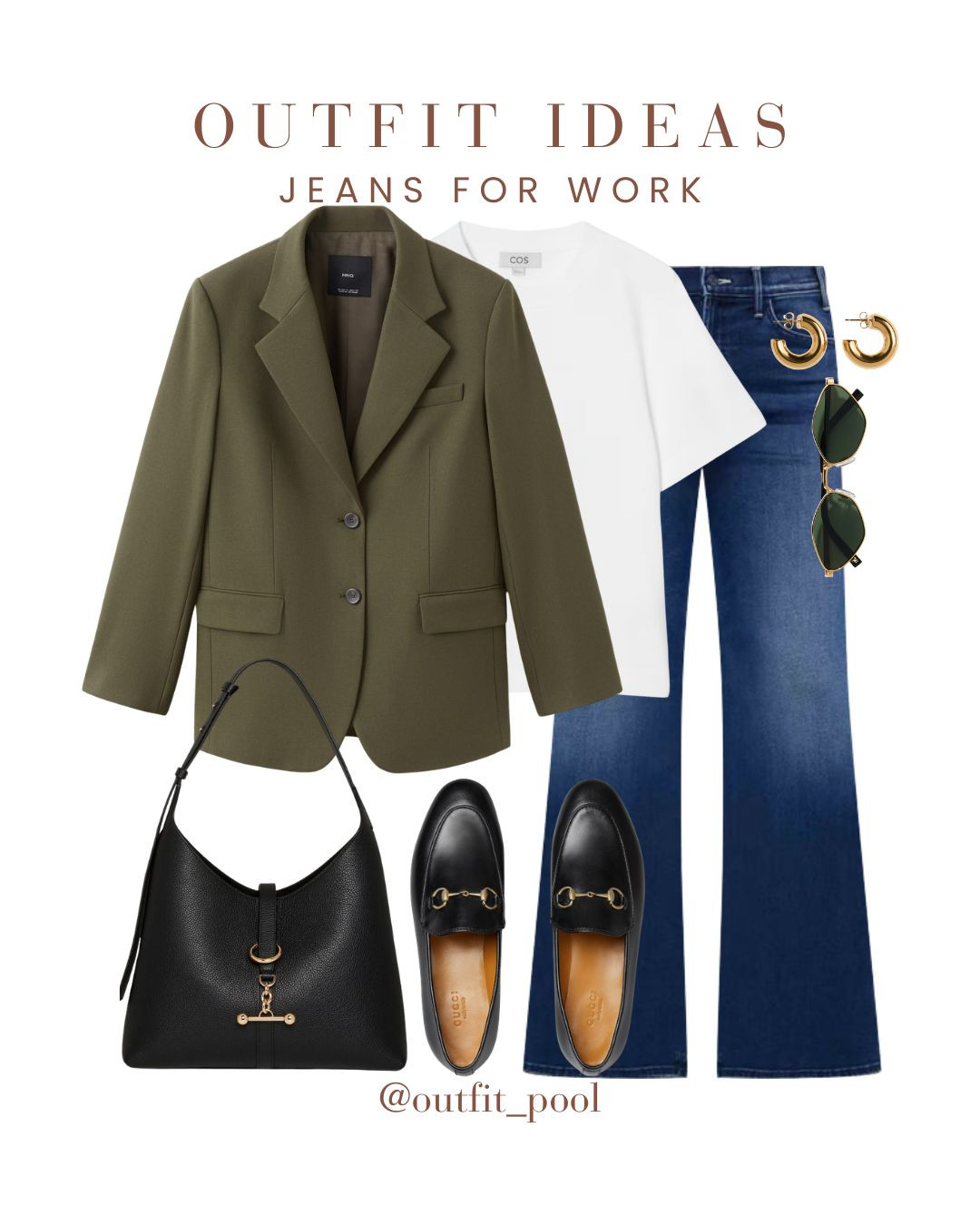 3 jeans outfits that actually work for the office ✨ Proof that denim can be polished and work-appropriate when styled right 1️⃣ Beige blazer + black mock neck + jeans → timeless, clean office chic 🤍 2️⃣ Asymmetric top + cropped black jacket + jeans → modern, smart-casual vibe 🖤 3️⃣ Basic white tee + green blazer + jeans → fresh pop of color for everyday workwear 💚 Comfortable, easy to recreate, and perfect for a smart-casual work capsule wardrobe 👩‍💼 (Jeans for Work, Workwear Denim, Office Appropriate Jeans, Business Casual Outfit, Smart Casual Workwear, Polished Denim Look, Dark Wash Jeans, Straight Leg Jeans for Work, Wide Leg Jeans for Office, High Waisted Jeans for Work, Blazer and Jeans Outfit, Work Outfit Inspiration, Casual Friday Outfit, Professional Casual Style, Chic Office Look, Capsule Workwear, Minimalist Office Style, Desk to Dinner Outfit, Neutral Workwear, Everyday Office Outfit, Modern Workwear Style) 

 #LTKgrwm #LTKootd #LTKWorkwear