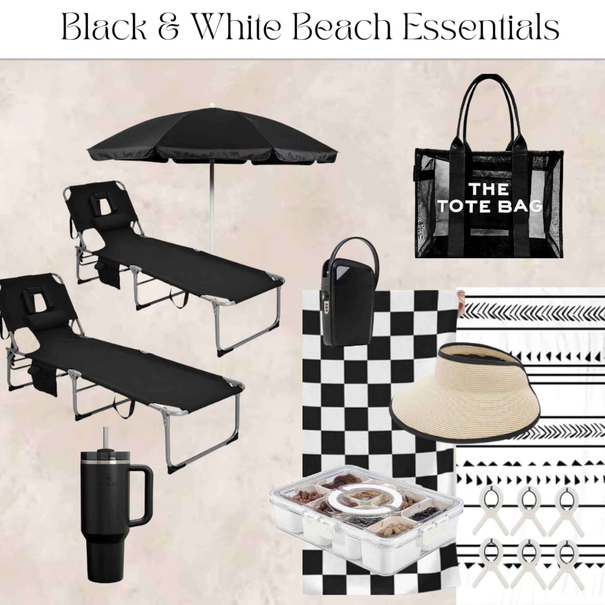 Black & White Beach Accessories 

#amazon #amazonbeach #beachessentials #beachinspo 