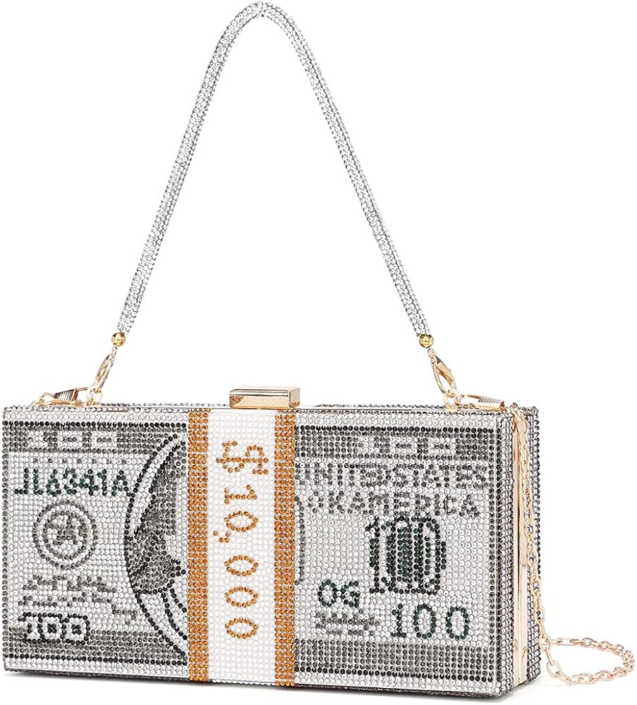 Dollar Clutch Purse for Women from Covelin, Rhinestone Evening Handbag Money Bag | Amazon (US)