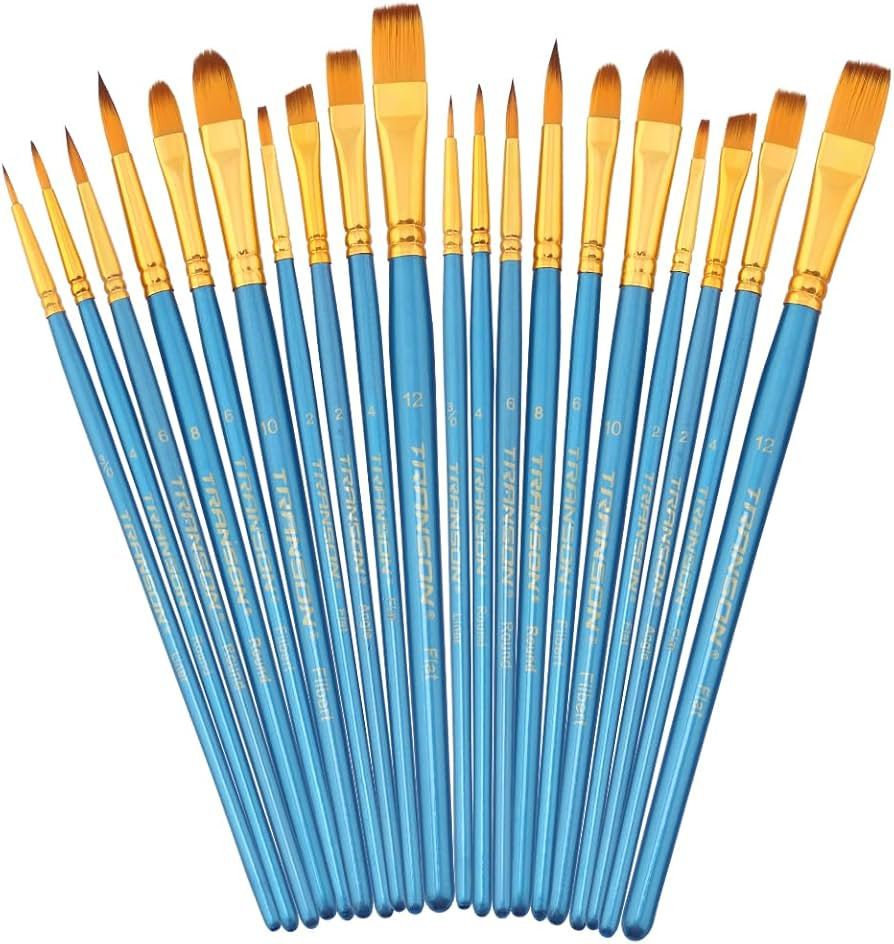 Transon 20pcs Bulk Artist Paint Brush Set for Acrylic Watercolor Gouache Hobby Craft Face Paintin... | Amazon (US)
