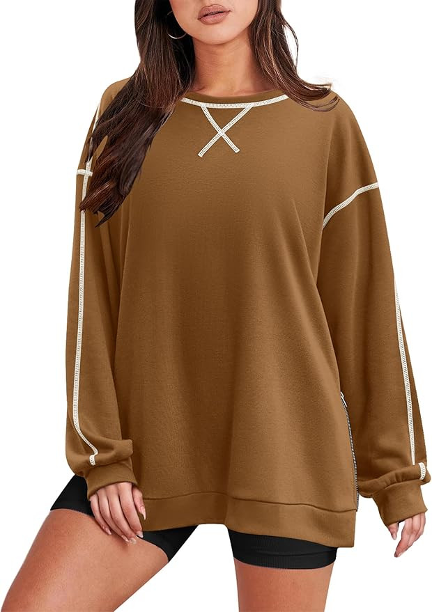 Zeagoo Women's Oversized Sweatshirts Long Sleeve Crewneck Pullover Tops 2024 Fall Winter Trendy S... | Amazon (US)