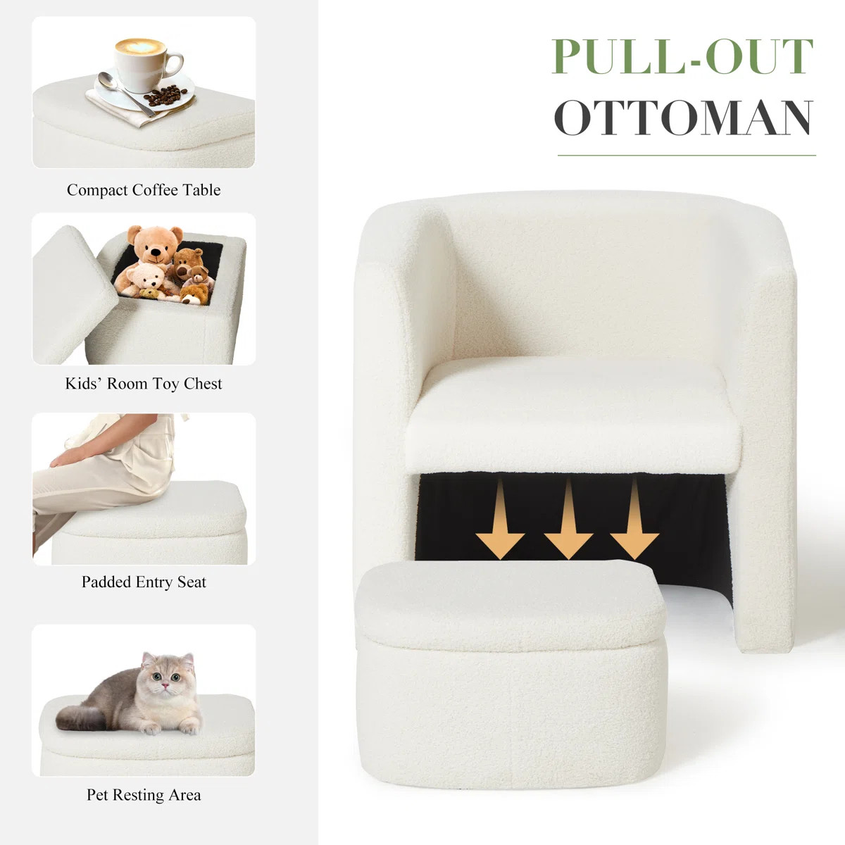 Kyah Upholstered Barrel Chair with Ottoman (Set of 2) | Wayfair North America