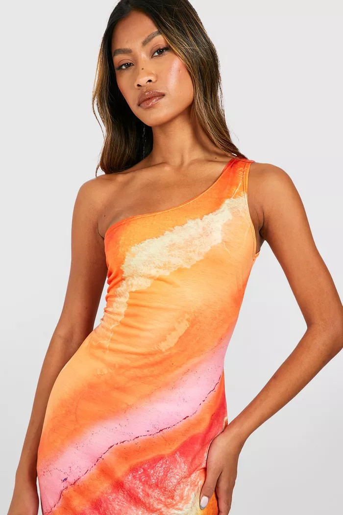 Abstract Print Asymmetric Maxi Dress | Boohoo.com (UK & IE)