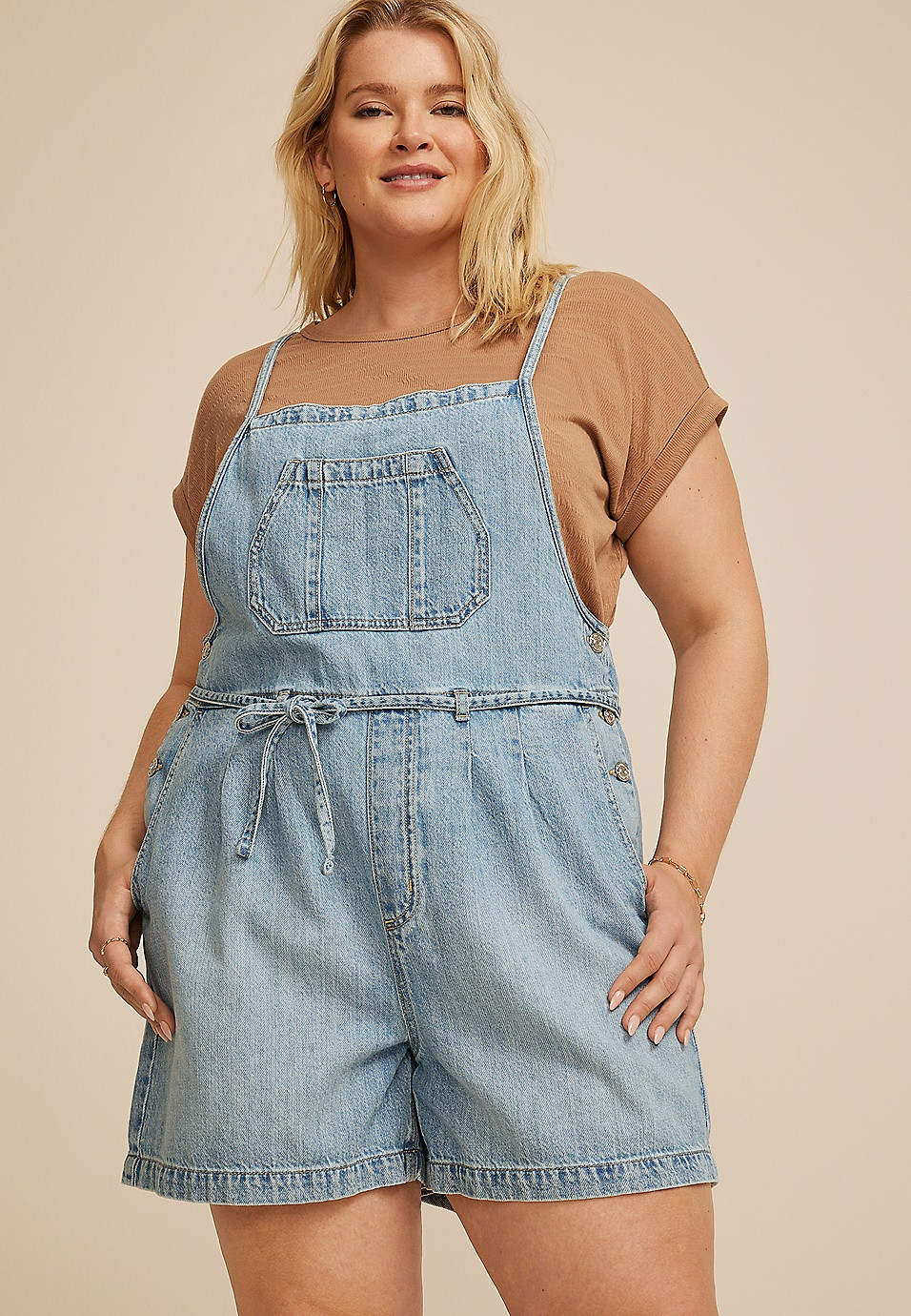 Plus Size m jeans by maurices™ Soft Denim 5in Shortall | Maurices