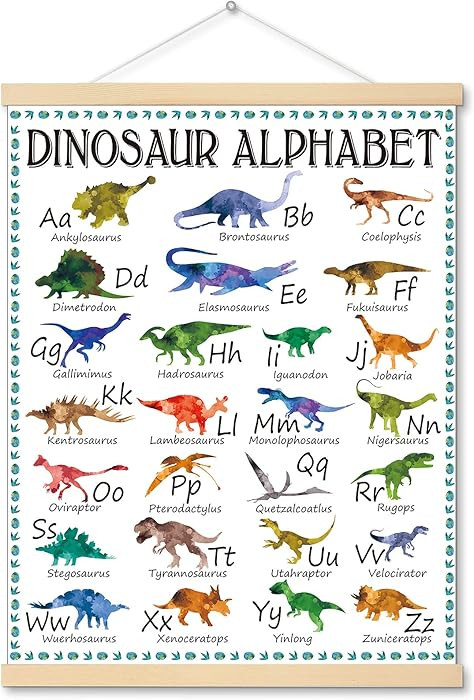 Outus Dinosaur Alphabet Chart Hanger Painting Dinosaur Room Wall Decor Dino Classroom Posters Edu... | Amazon (US)