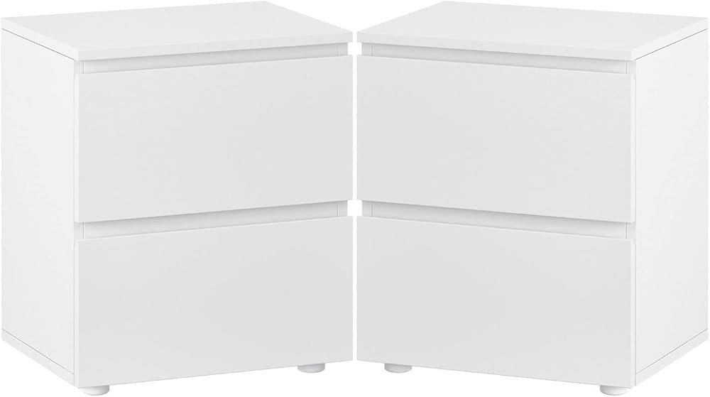 FAMAPY Modern White Nightstand Set of 2 Chest of Drawers 2 Drawer Dresser, Minimalist & Contempor... | Amazon (US)