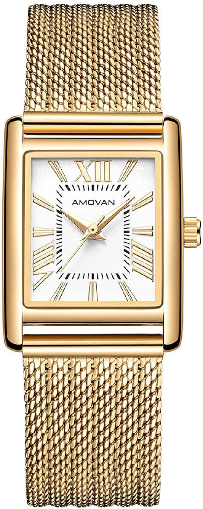 AMOVAN Women's Watch Rectangle Face Stainless Steel Mesh Band Ladies Wrist Watches Quartz Waterpr... | Amazon (US)