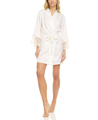 Kit Heart Lace Matte Charmeuse Wrap Robe | Macy's