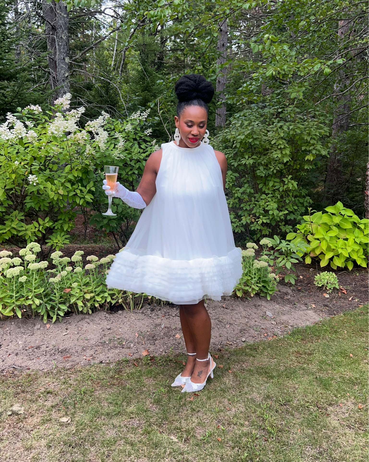 White ruffle mini dress perfect for bridal showers!

#LTKootd #LTKWedding