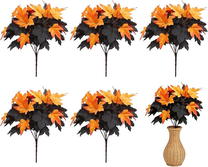 6 Pcs Artificial Maple Leaves Branches Fall Flowers 12 Inch Faux Fall Floral Stems Leaves with Bl... | Amazon (US)