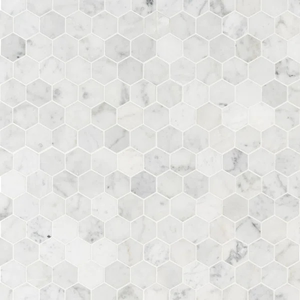 Carrara 2" x 2" Marble Honeycomb Mosaic Wall & Floor Tile | Wayfair Professional