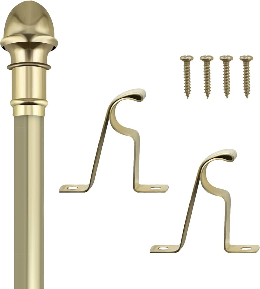 Amazing Drapery Hardware 7/16 Inch Brass Cafe Rods with Brass Ends, Set of 1 (Hardware Included) ... | Amazon (US)