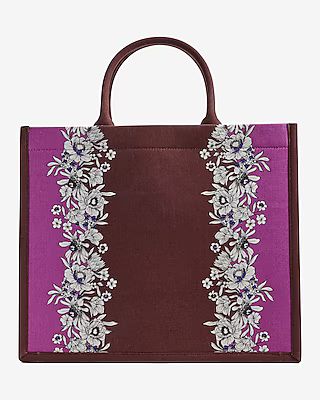 Purple Flower Printed Canvas Tote Bag | Express