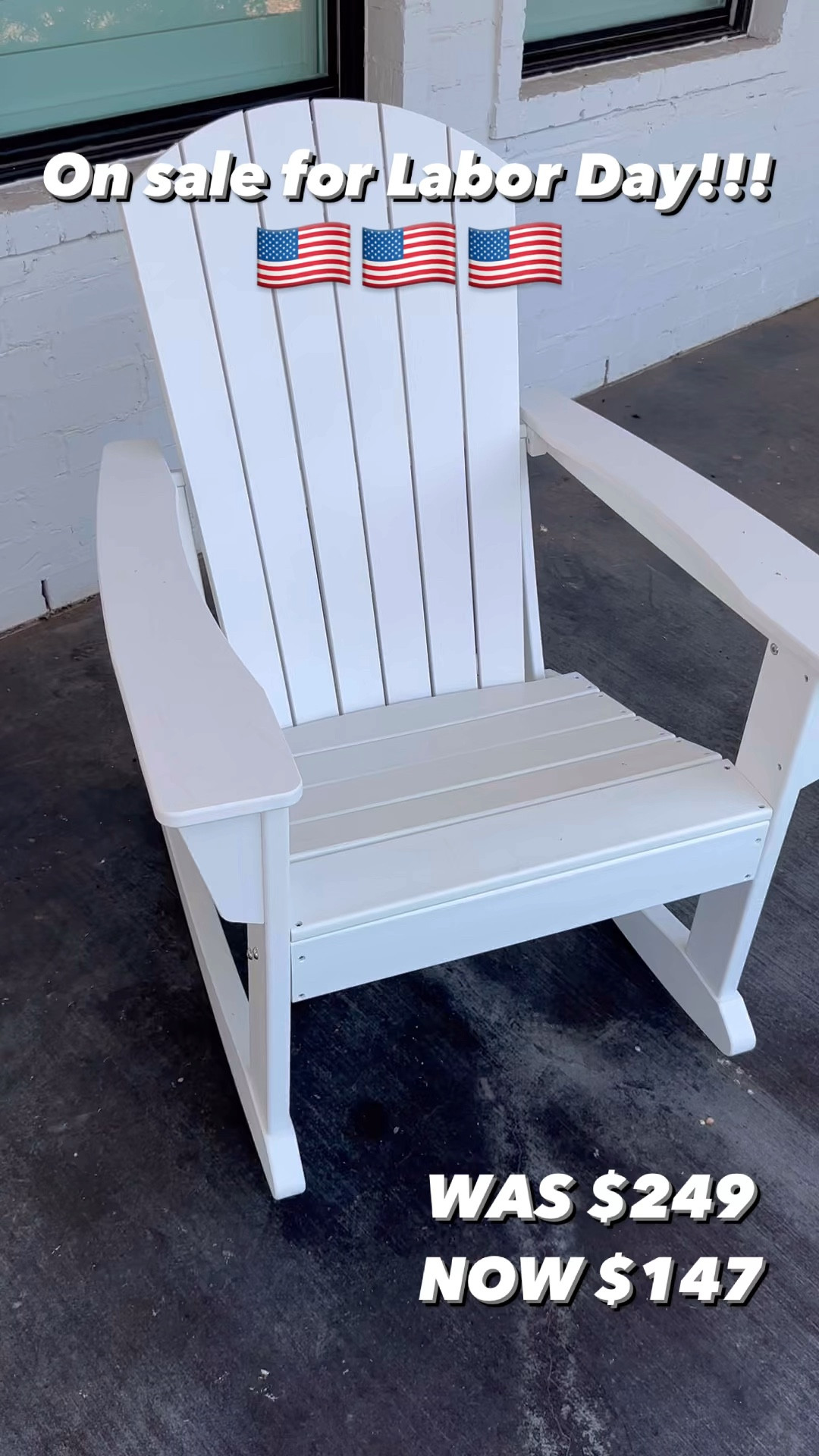 Labor Day sale on our rocking Adirondack chairs!! These are a Walmart find and we love them so much!!! WAS $249, NOW $147

#LTKVideo #LTKSaleAlert #LTKHome