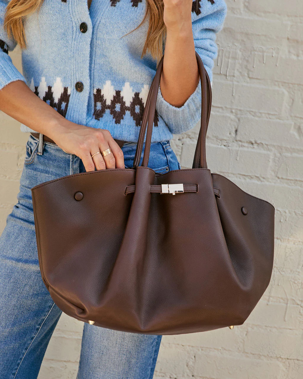Delena Buckle Leather Tote Bag | VICI