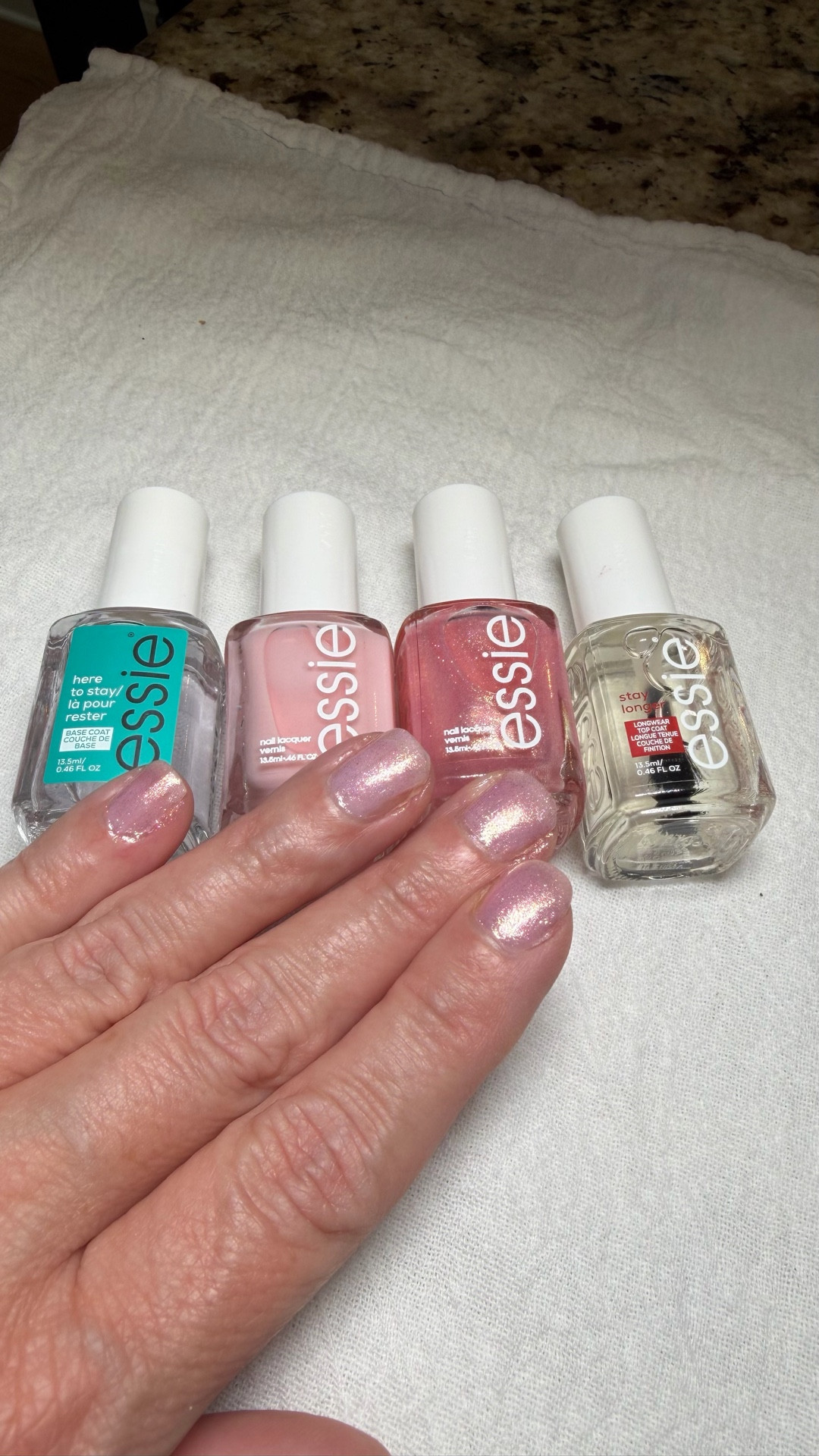 Shimmer nails for spring. #essie #essienails #nailpolish 