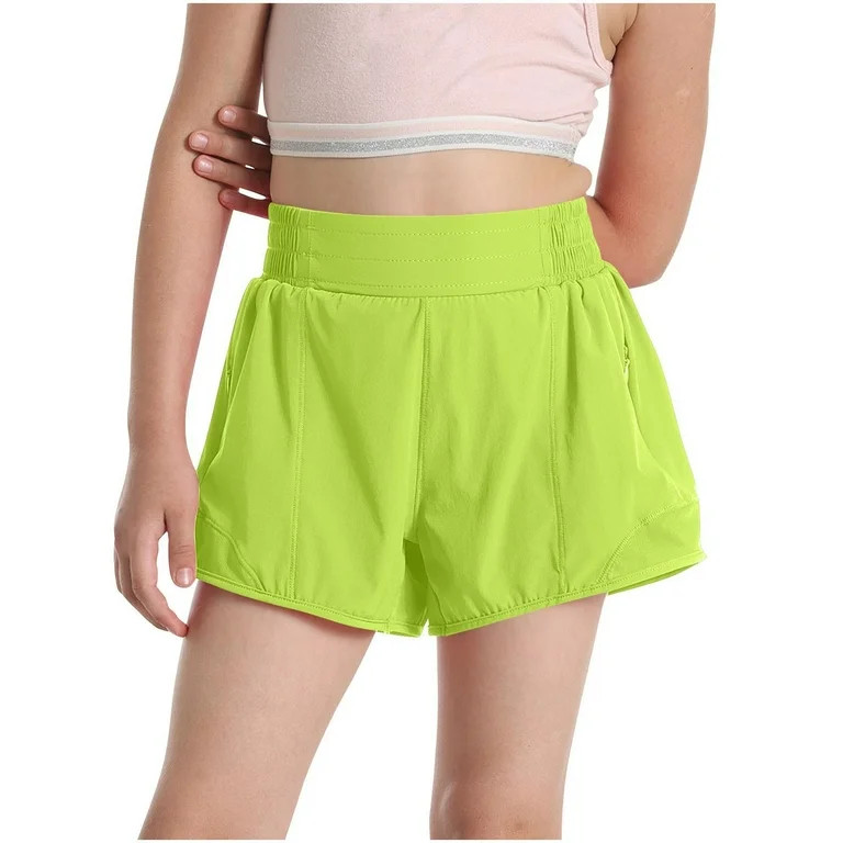 Lenpel Girls' Athletic Shorts Summer Casual Elastic Waist Workout Running Shorts with Pockets Chi... | Walmart (US)