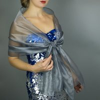 Organza Wrap Shawl Summer, Spring, Winter Wedding Shrug Elegant Accessory 200 cm Dark Silver Luxury Silky Organza Fabric Dress | Etsy (US)