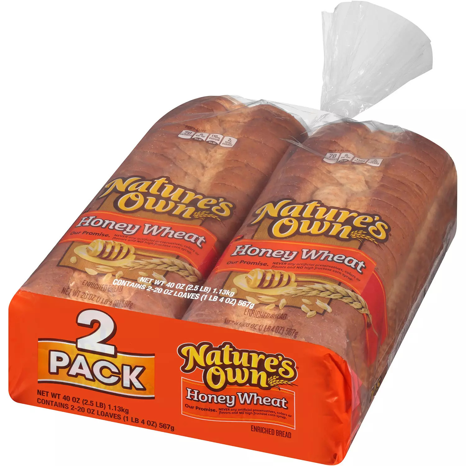 Nature's Own Honey Wheat Bread 20 oz., 2 pk. | Sam's Club