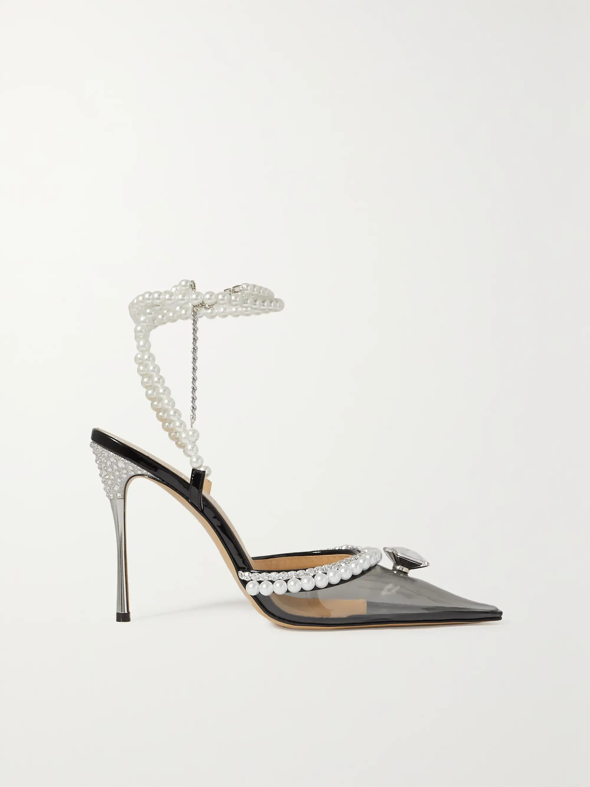 Diamond of Elizabeth embellished PVC and patent-leather sandals | NET-A-PORTER (US)