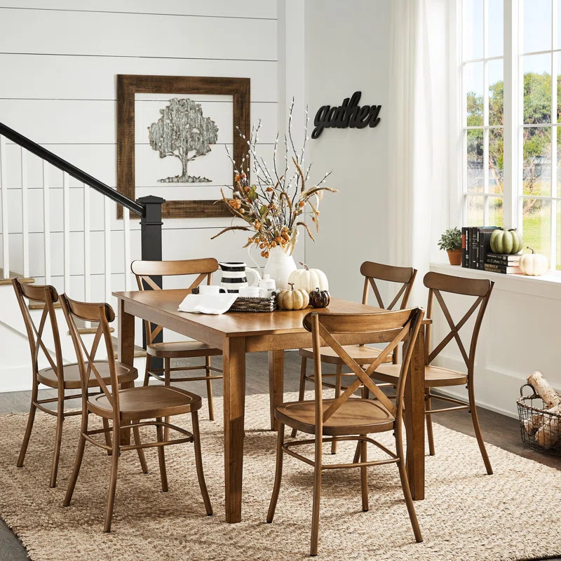 Aliha 6 - Person Solid Wood Solid Wood Top Four Leg Dining Set | Wayfair North America