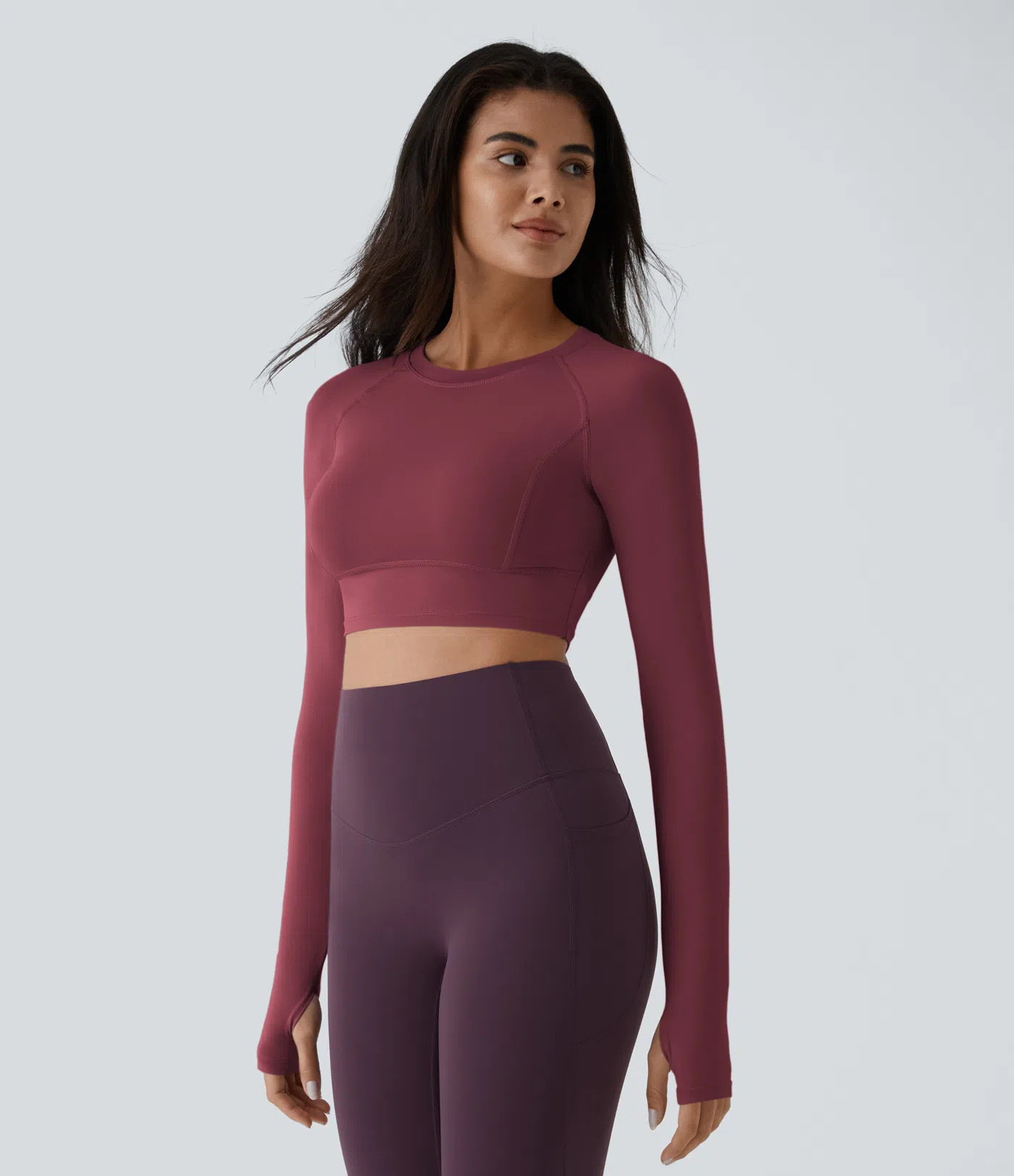 Women’s Solid Thumb Hole Cropped Yoga Sports Top - Halara | HALARA