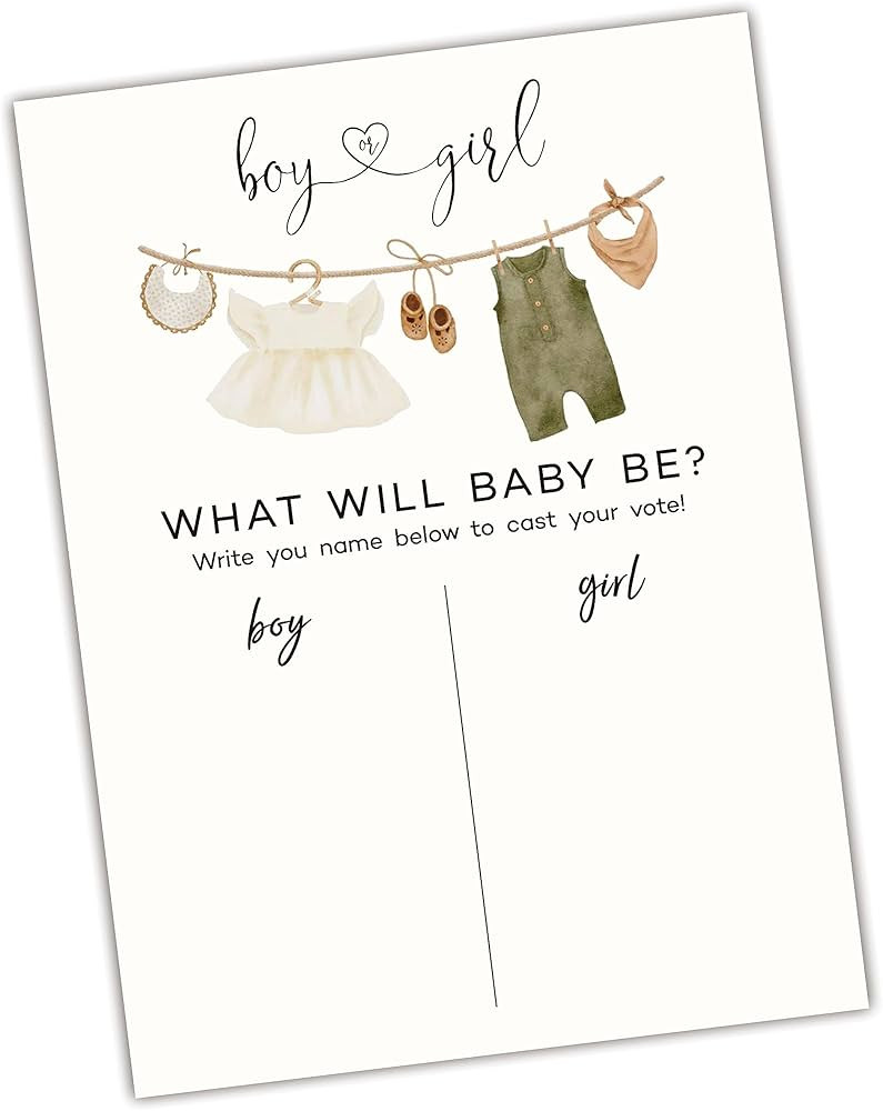 11"x 15" Gender Reveal Signature Voting Sign, Baby Clothes Theme Guess He Or She Game For Baby Sh... | Amazon (US)