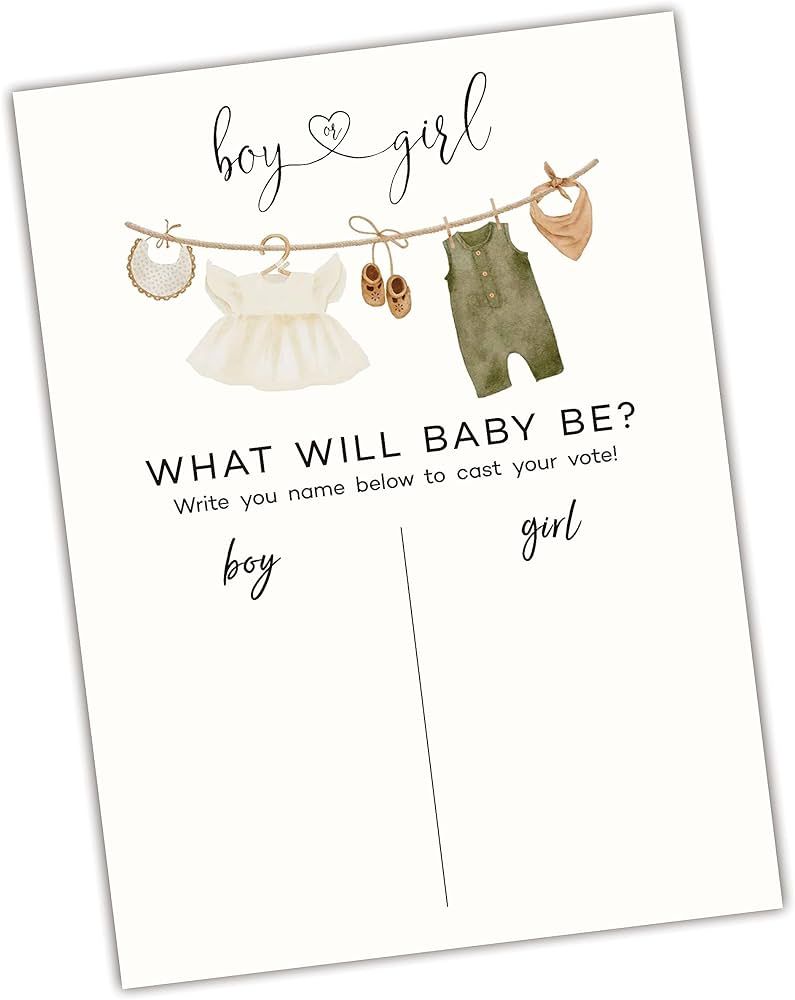 11"x 15" Gender Reveal Signature Voting Sign, Baby Clothes Theme Guess He Or She Game For Baby Sh... | Amazon (US)