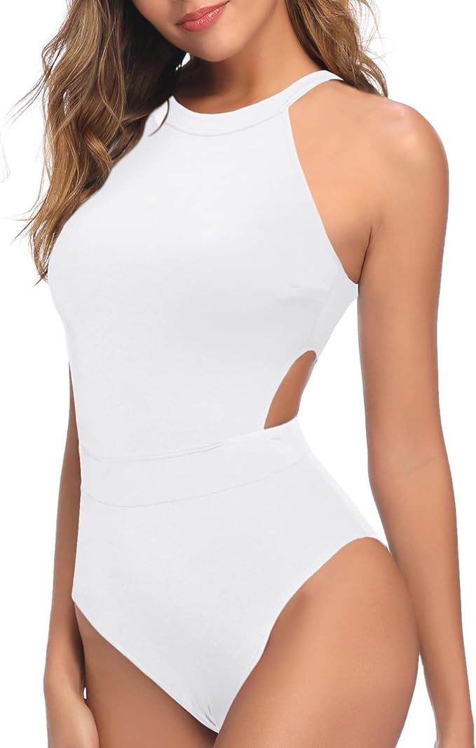 Holipick Women's One Piece Swimsuit Cutout High Neck Bathing Suits Tummy Control Swimwear for Tee... | Amazon (US)